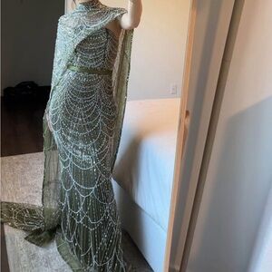 Elegant Green Beaded Gown